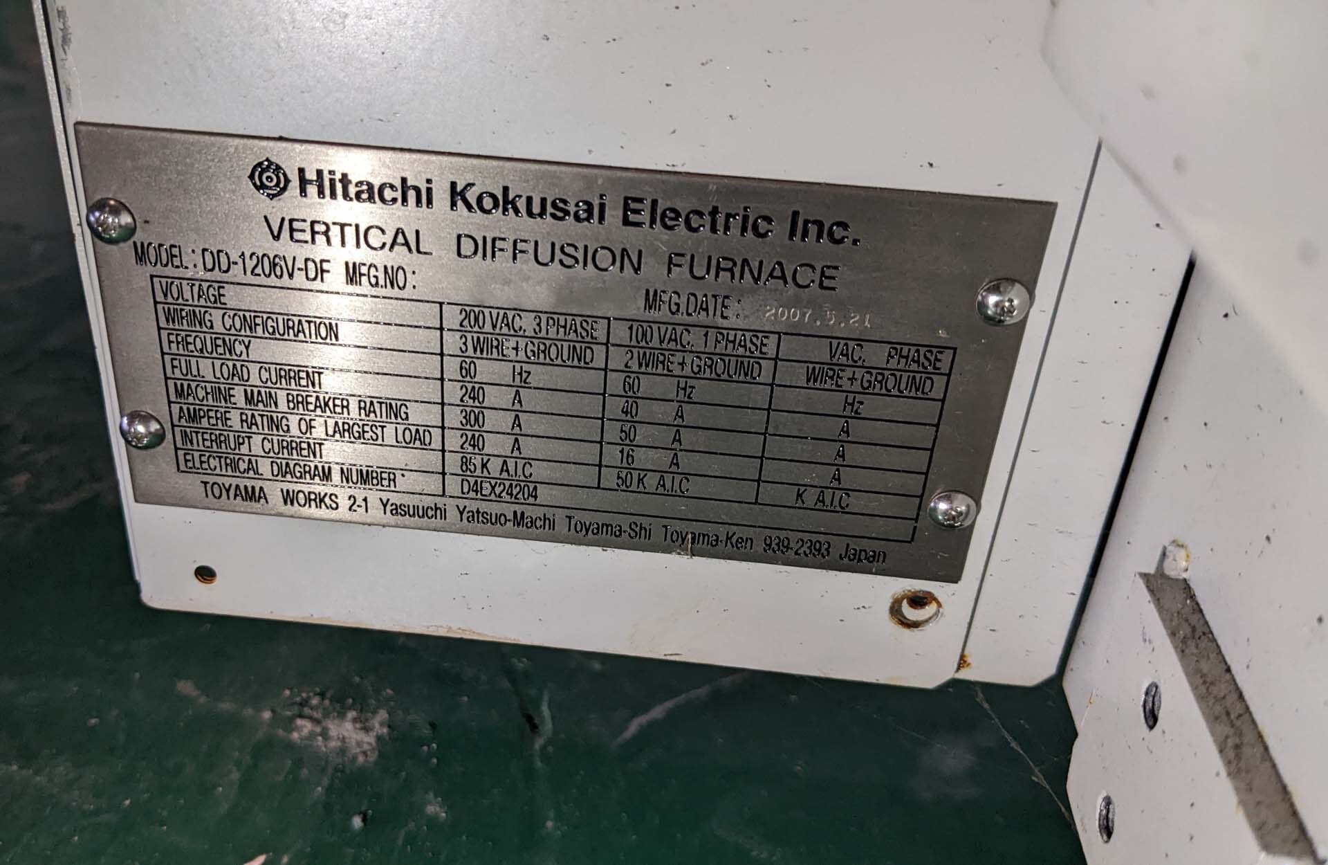 Foto Verwendet HITACHI / KOKUSAI Quixace DD-1206V-DF Zum Verkauf