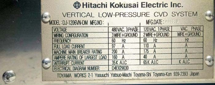 사진 사용됨 HITACHI / KOKUSAI DJ-1206VN-DM 판매용