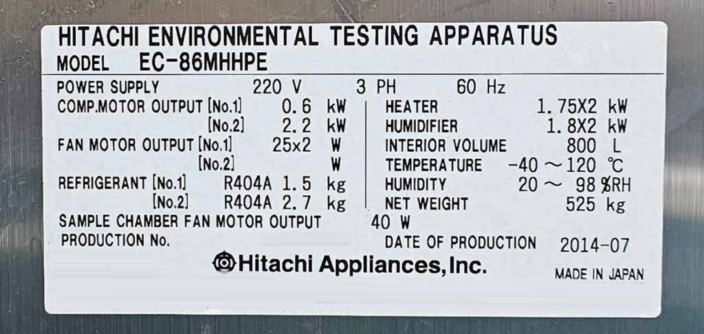 사진 사용됨 HITACHI EC-86MHHPE 판매용