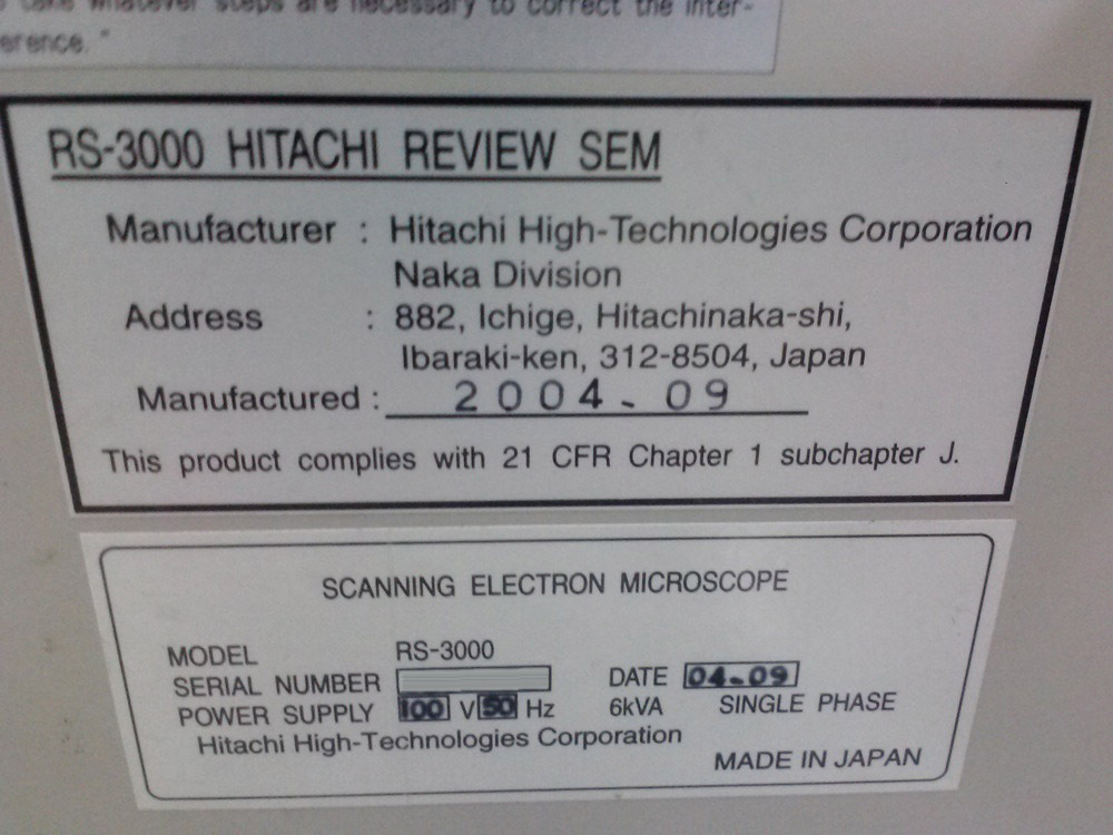 Photo Used HITACHI RS-3000 For Sale