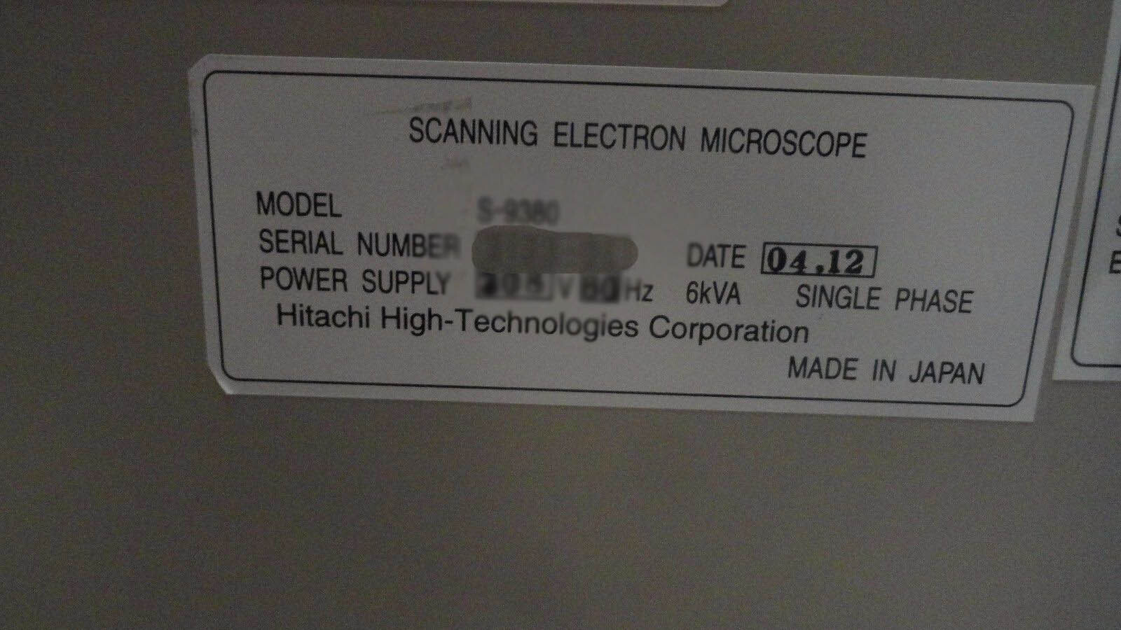 Photo Used HITACHI S-9380 For Sale