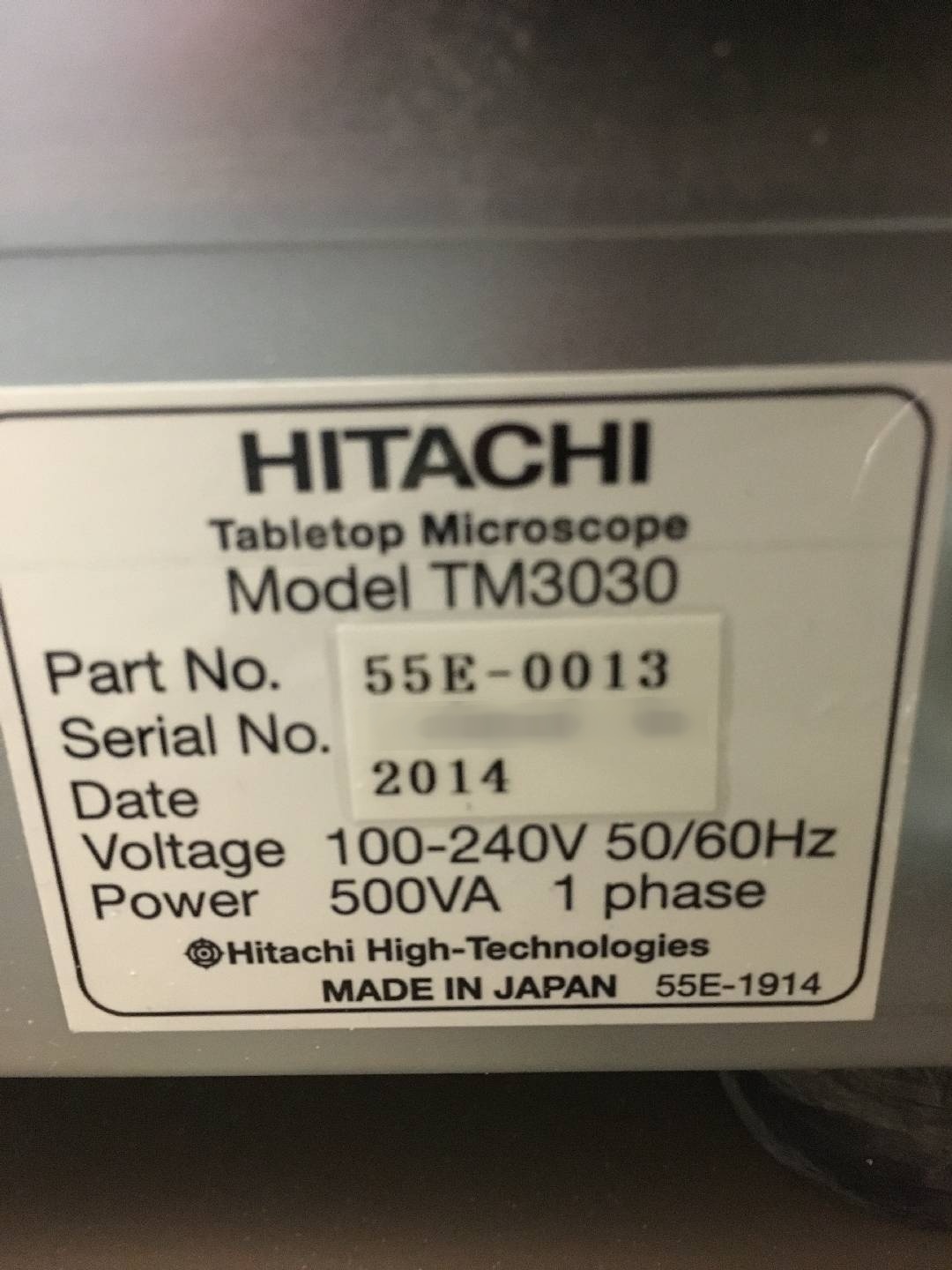 图为 已使用的 HITACHI TM-3030 待售