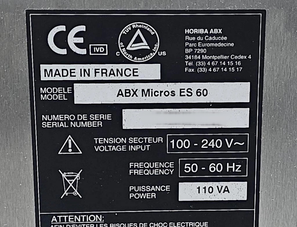 사진 사용됨 HORIBA ABX Micros 60 / ES 판매용