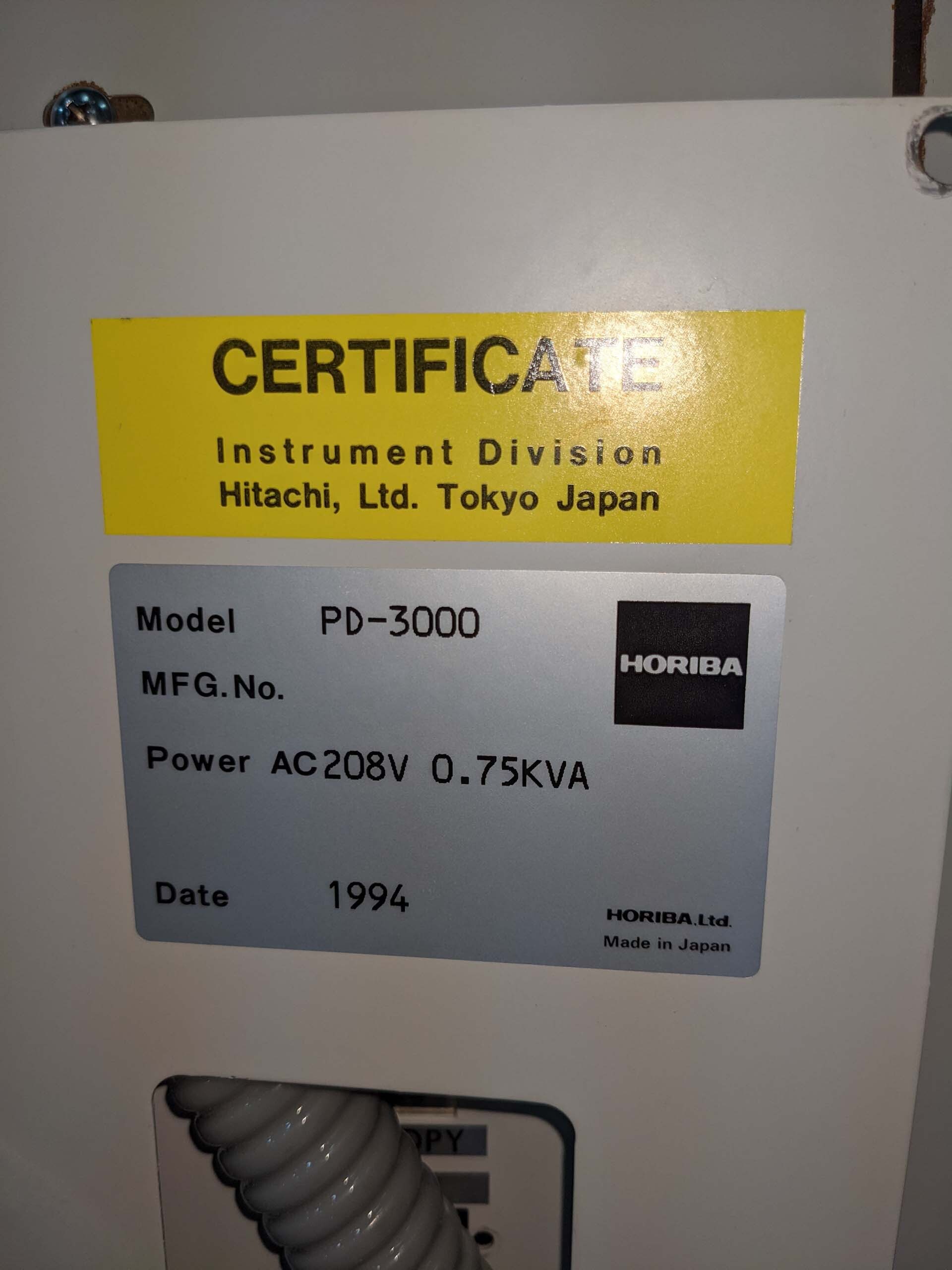 图为 已使用的 HORIBA / JOBIN YVON PD 3000 待售