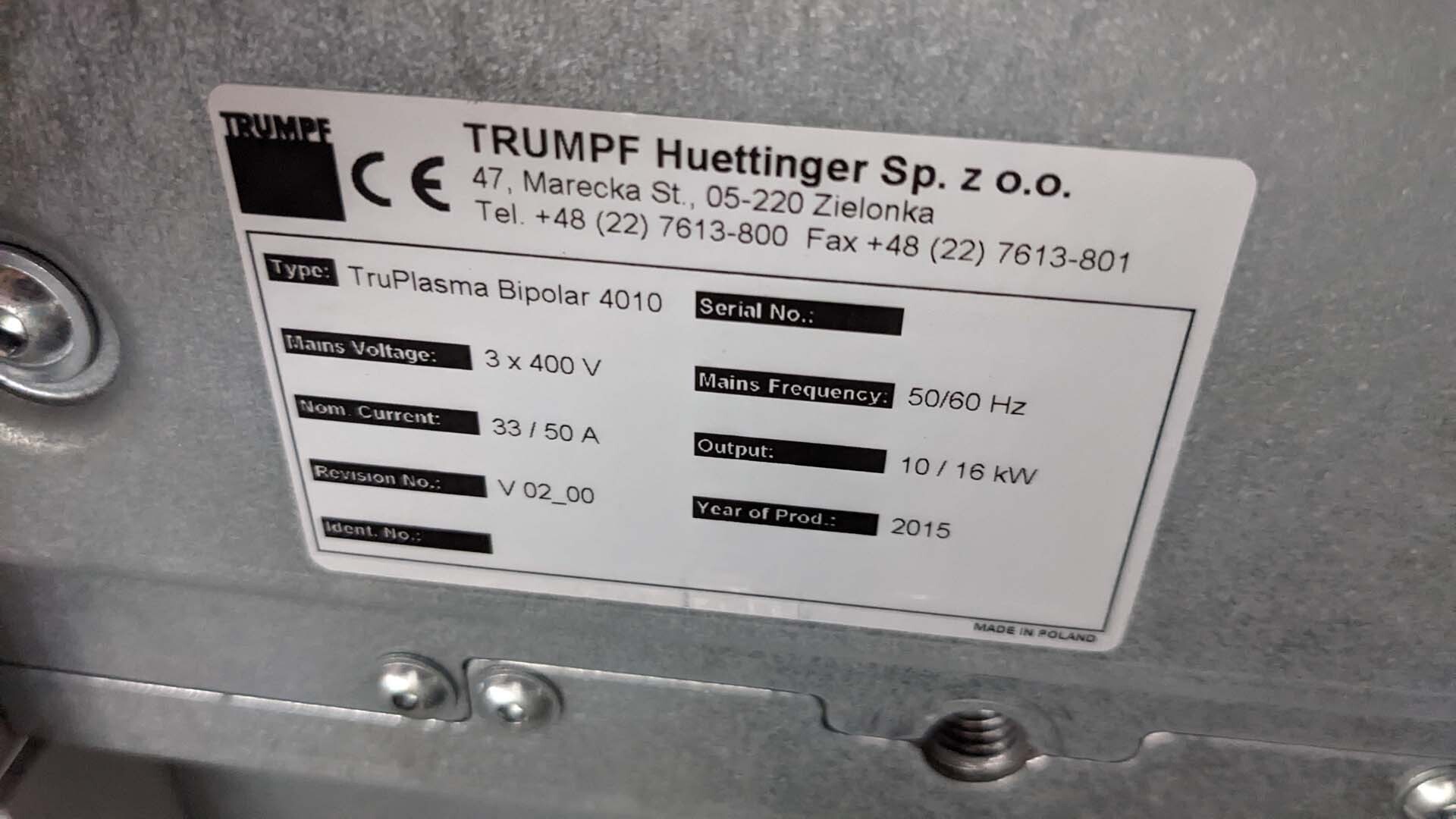 圖為 已使用的 HUTTINGER / TRUMPF TruPlasma Bipolar 4010 待售