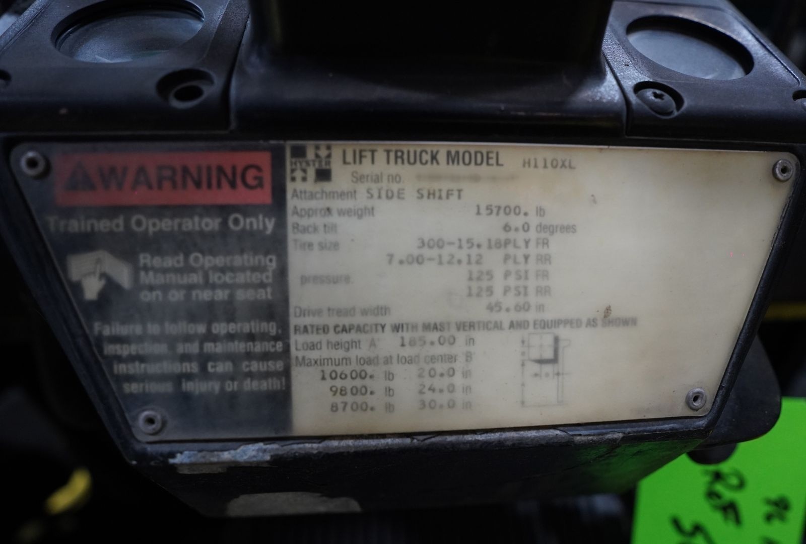圖為 已使用的 HYSTER H110XL 待售