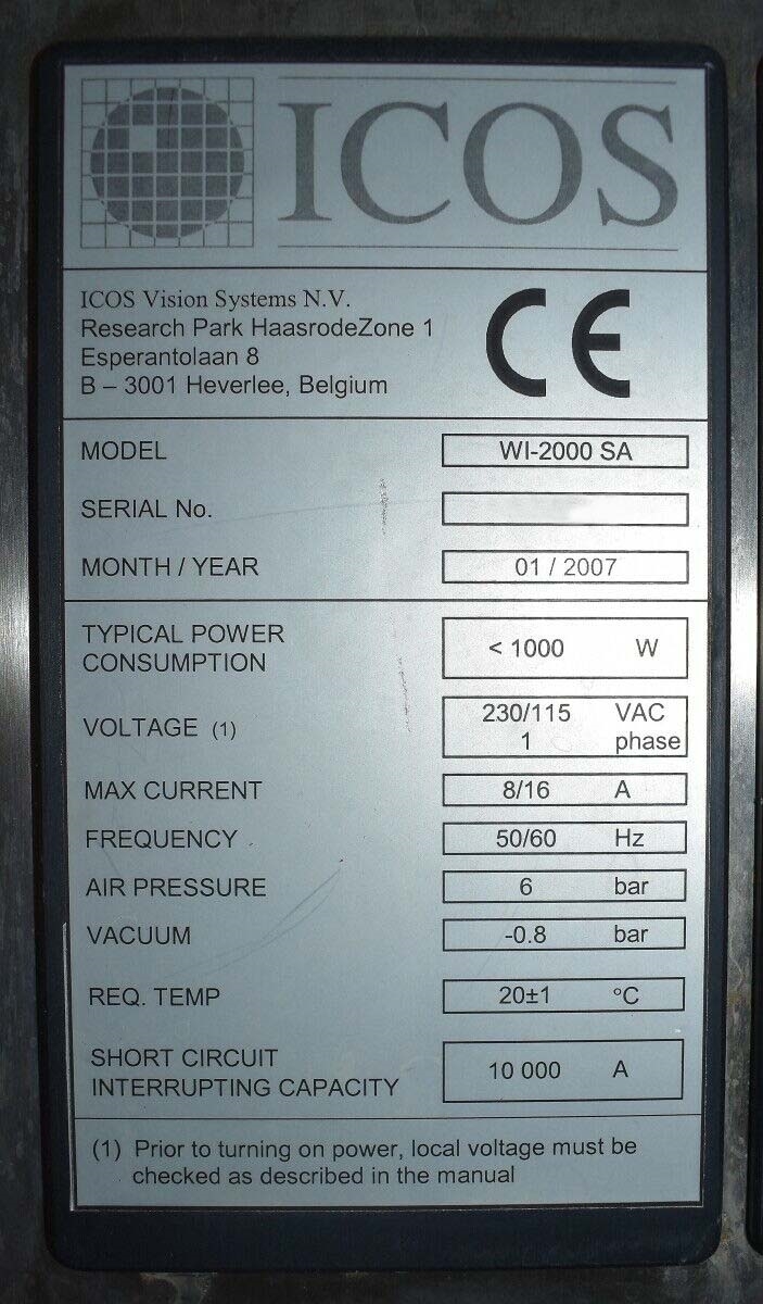 圖為 已使用的 ICOS WI-2000 待售