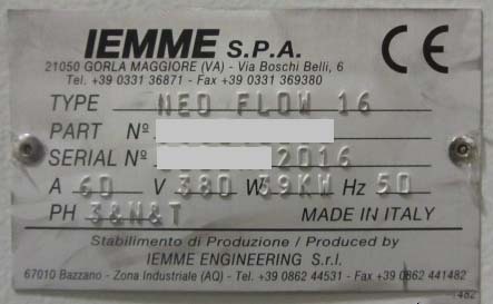 Photo Utilisé IEMME Neo flow 16 À vendre