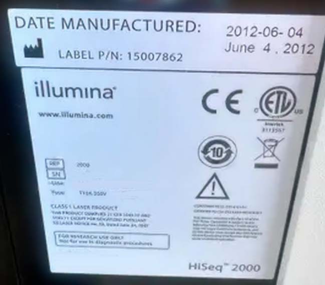 フォト（写真） 使用される ILLUMINA HiSeq 2500 販売のために