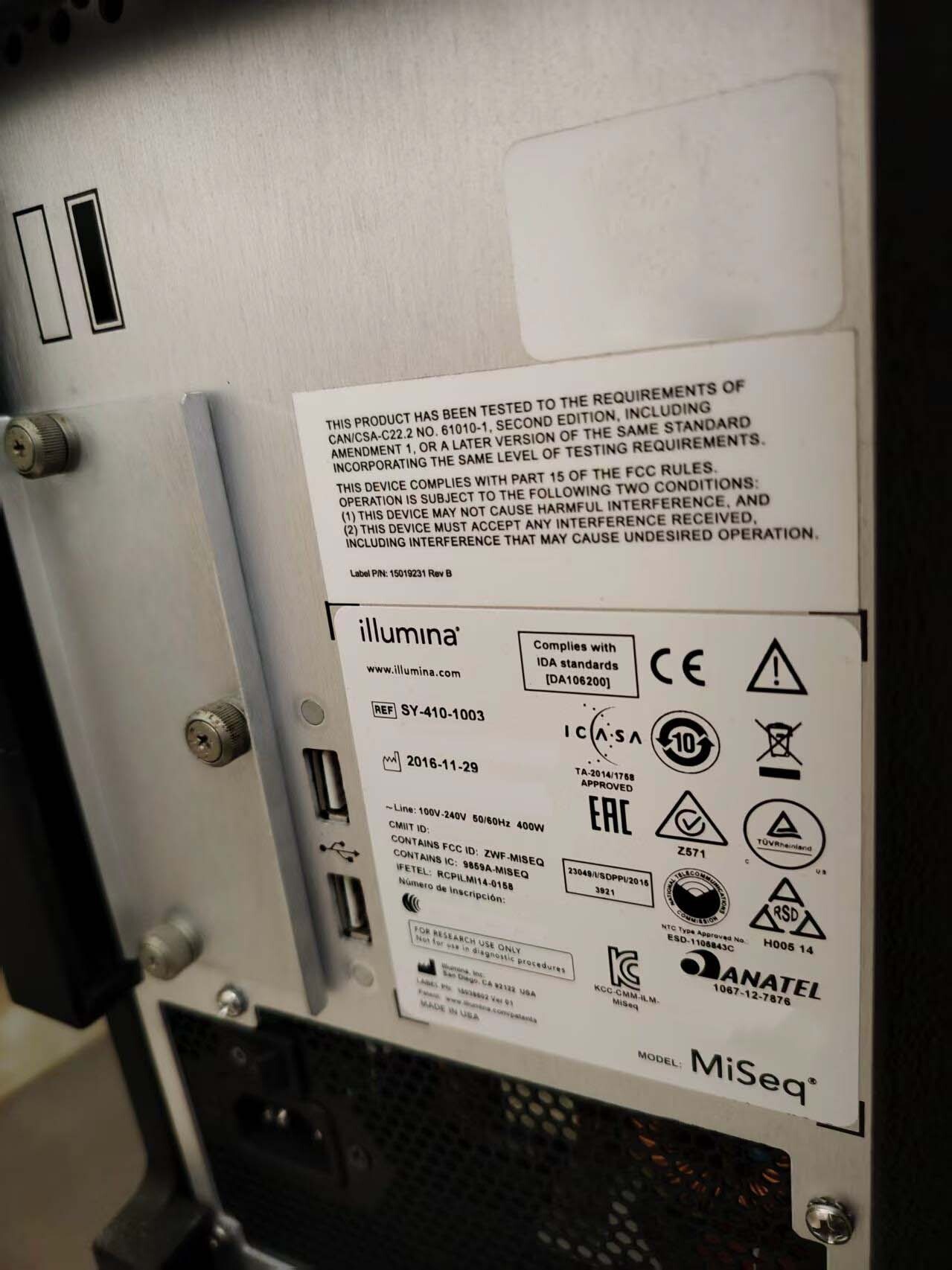 图为 已使用的 ILLUMINA MiSeq 待售