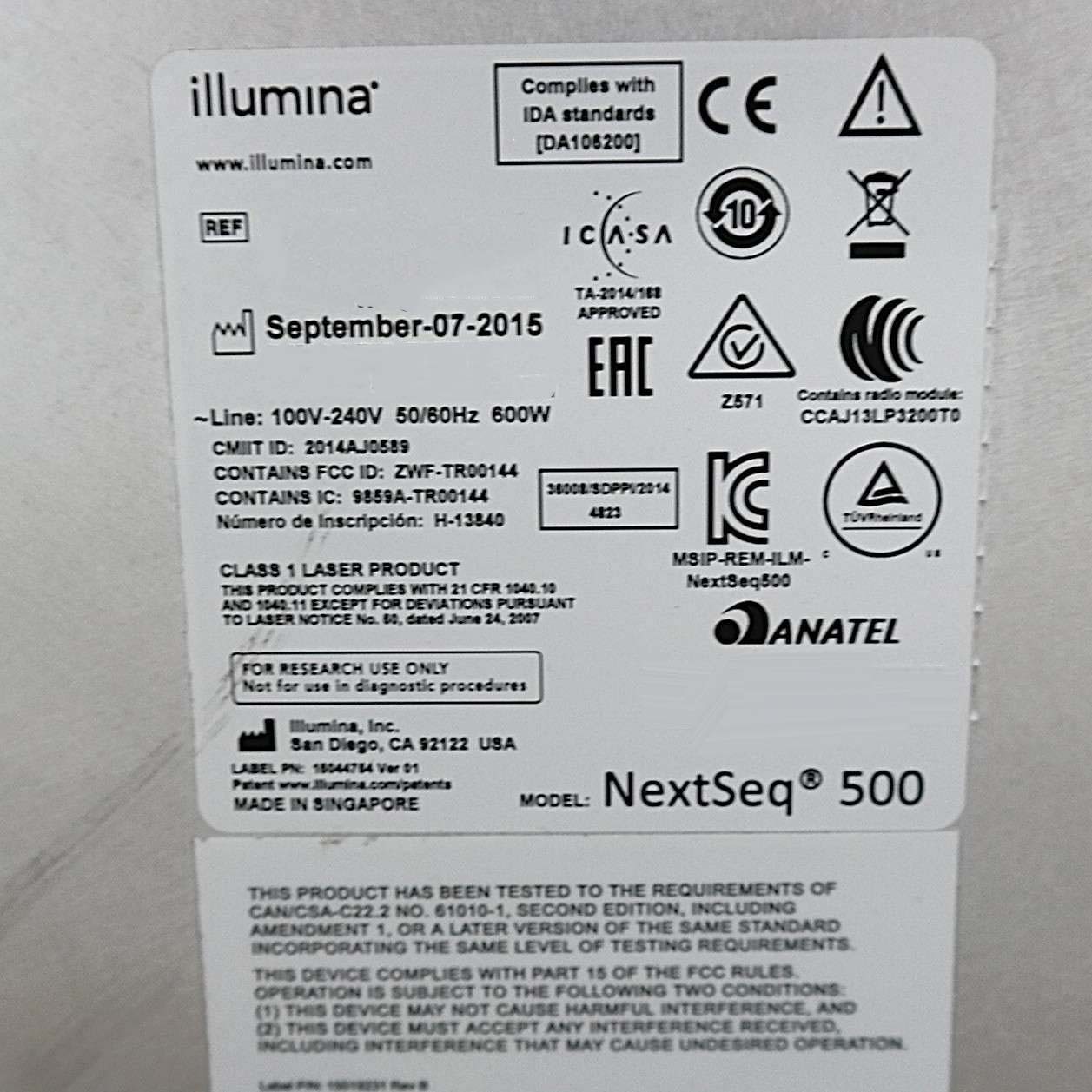 Foto Verwendet ILLUMINA NextSeq 550 Zum Verkauf