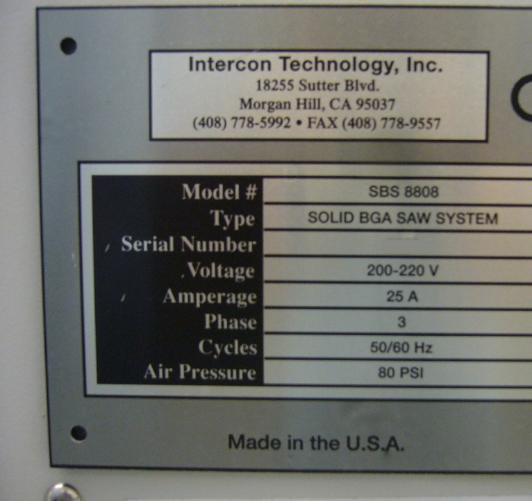 Photo Used INTERCON 8808 For Sale