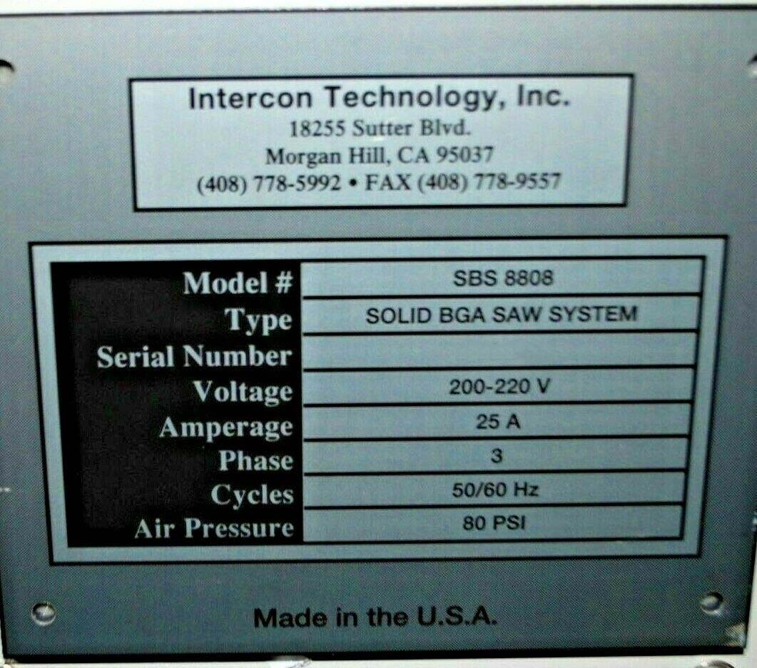 Photo Used INTERCON SBS 8800 For Sale