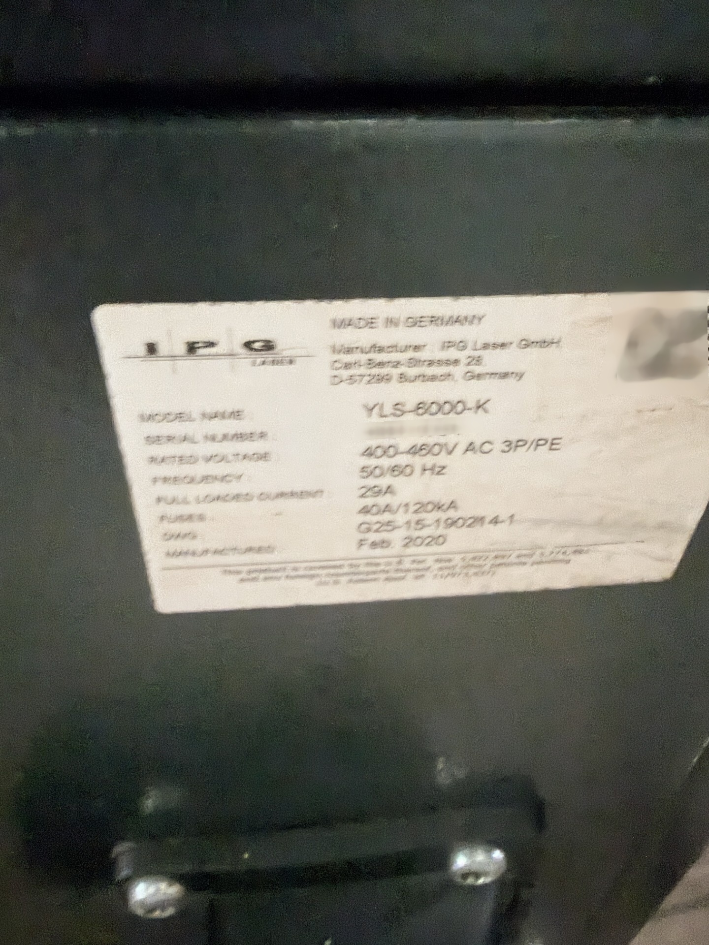 图为 已使用的 IPG PHOTONICS YLS-6000-K 待售