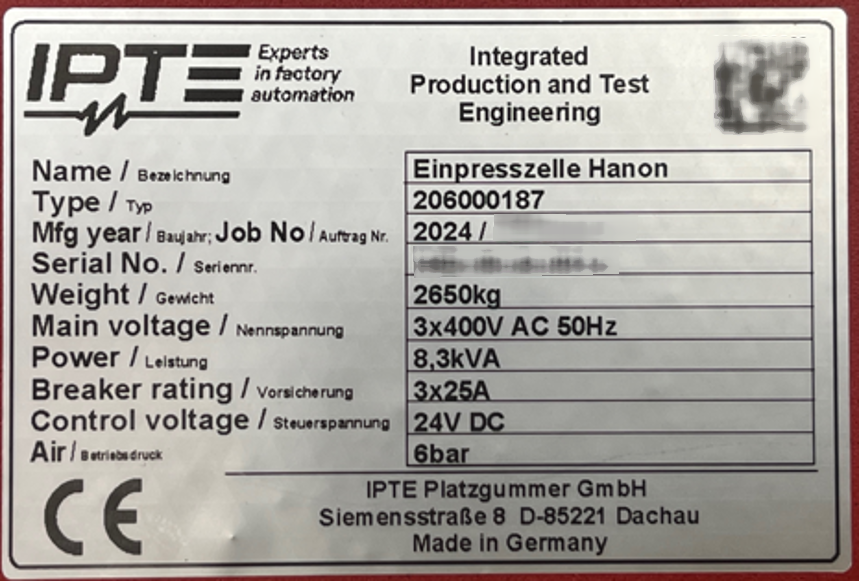Photo Used IPTE Flex presser For Sale
