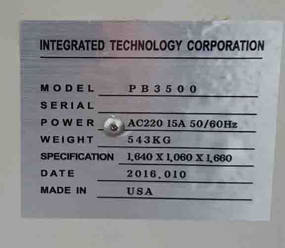 Photo Used ITC / INTEGRATED TECHNOLOGY CORPORATION PB3500 For Sale