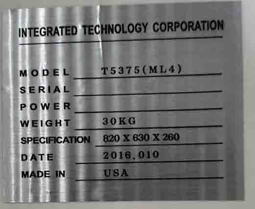Photo Used ITC / INTEGRATED TECHNOLOGY CORPORATION T5372 For Sale