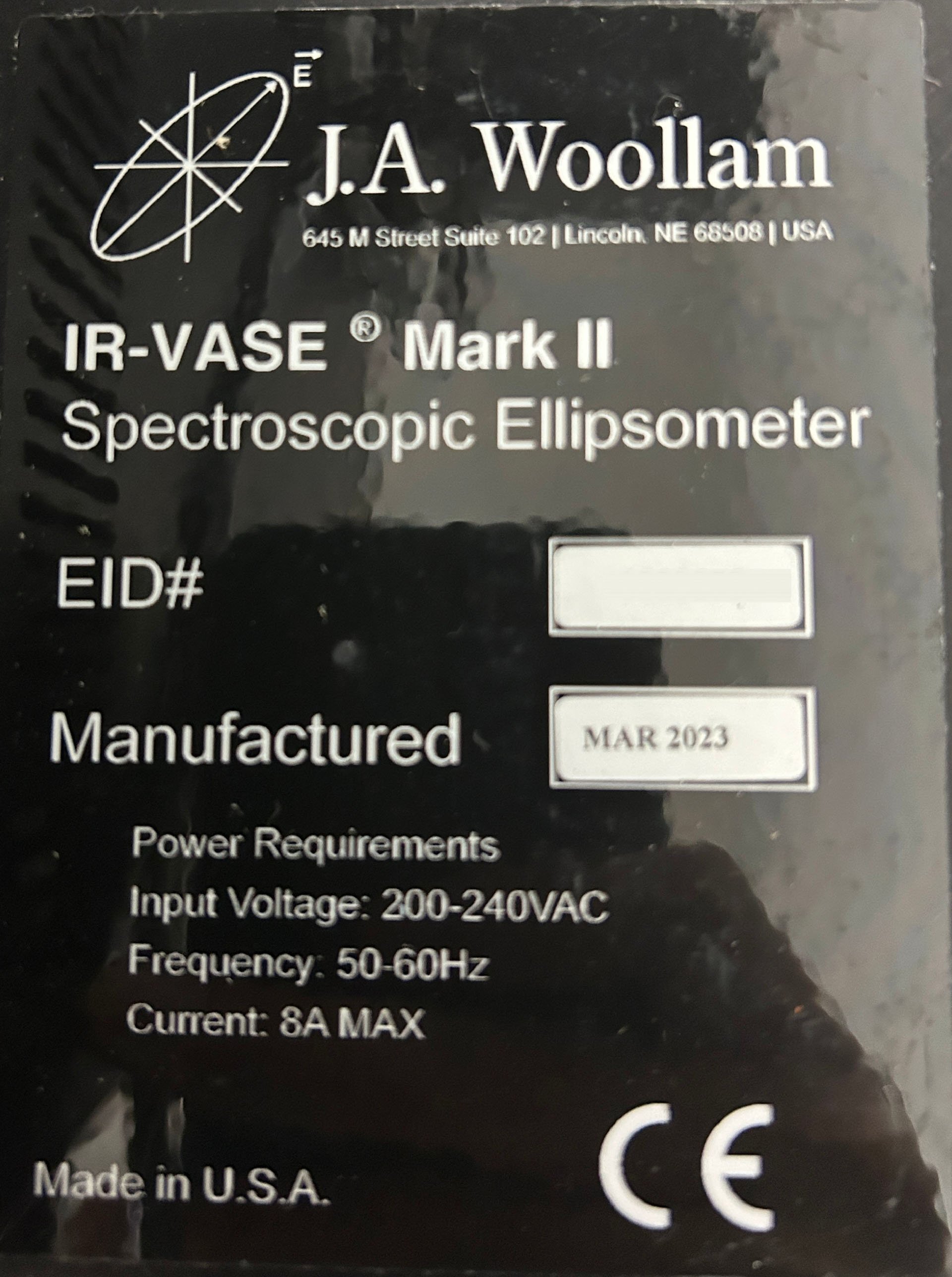 Foto Verwendet J.A. WOOLLAM IR-VASE Mark II Zum Verkauf