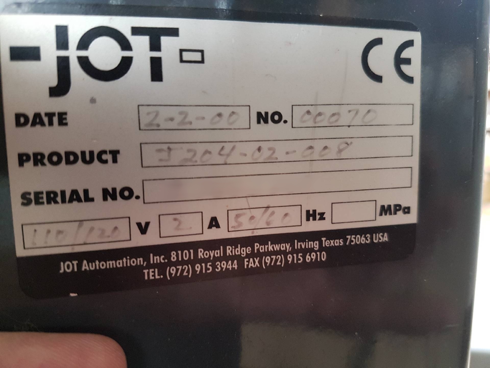 Photo Used JOT J204 For Sale