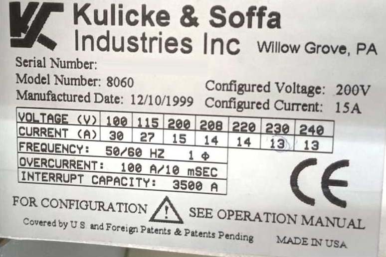 图为 已使用的 K&S 8060 待售