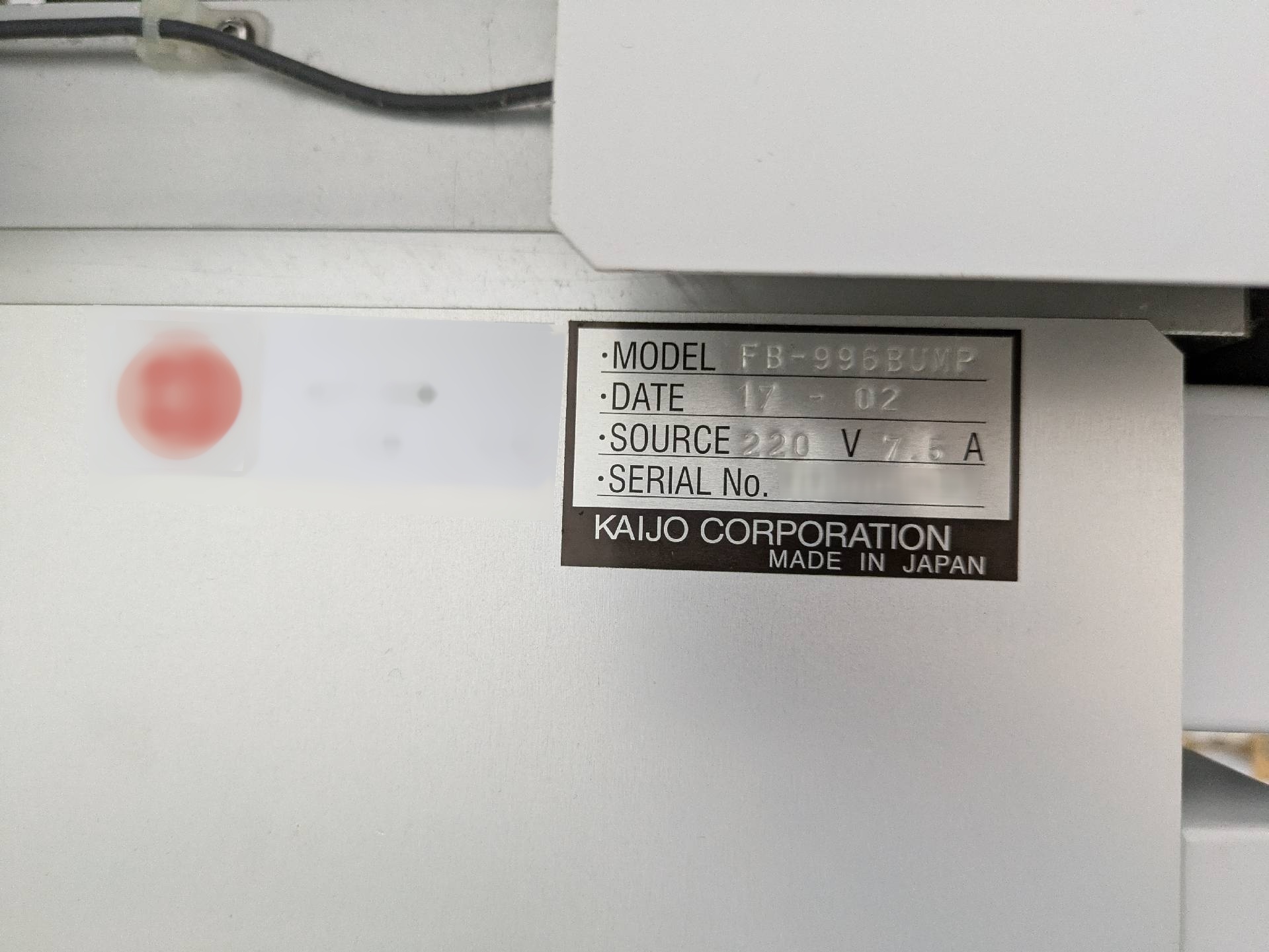 Photo Used KAIJO FB-996 For Sale