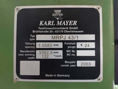 圖為 已使用的 KARL MAYER MRPJ 43/1 待售