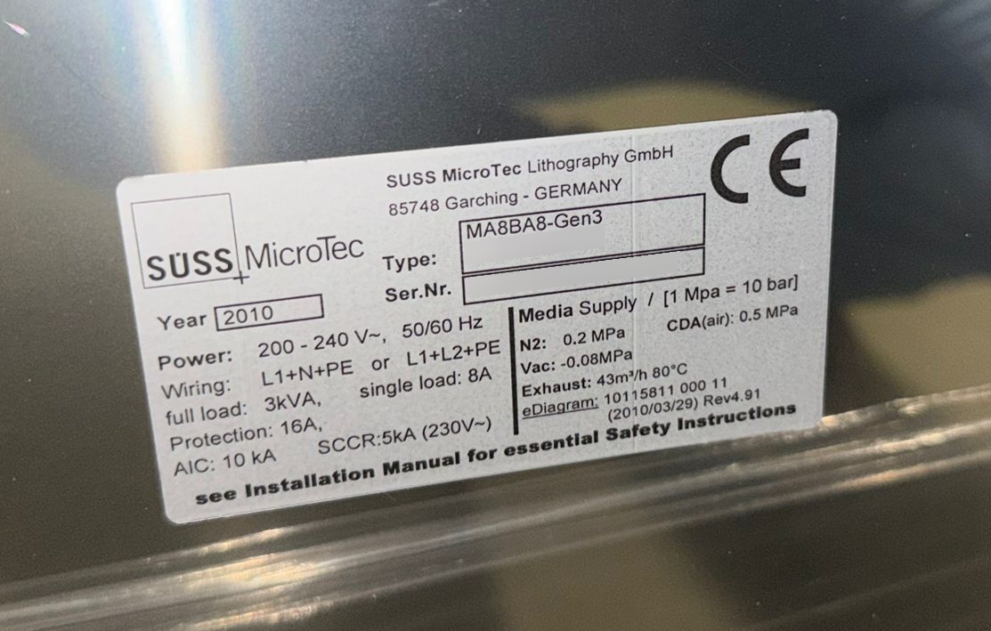 Foto Verwendet KARL SUSS / MICROTEC MA 8 / BA 8 Gen3 Zum Verkauf