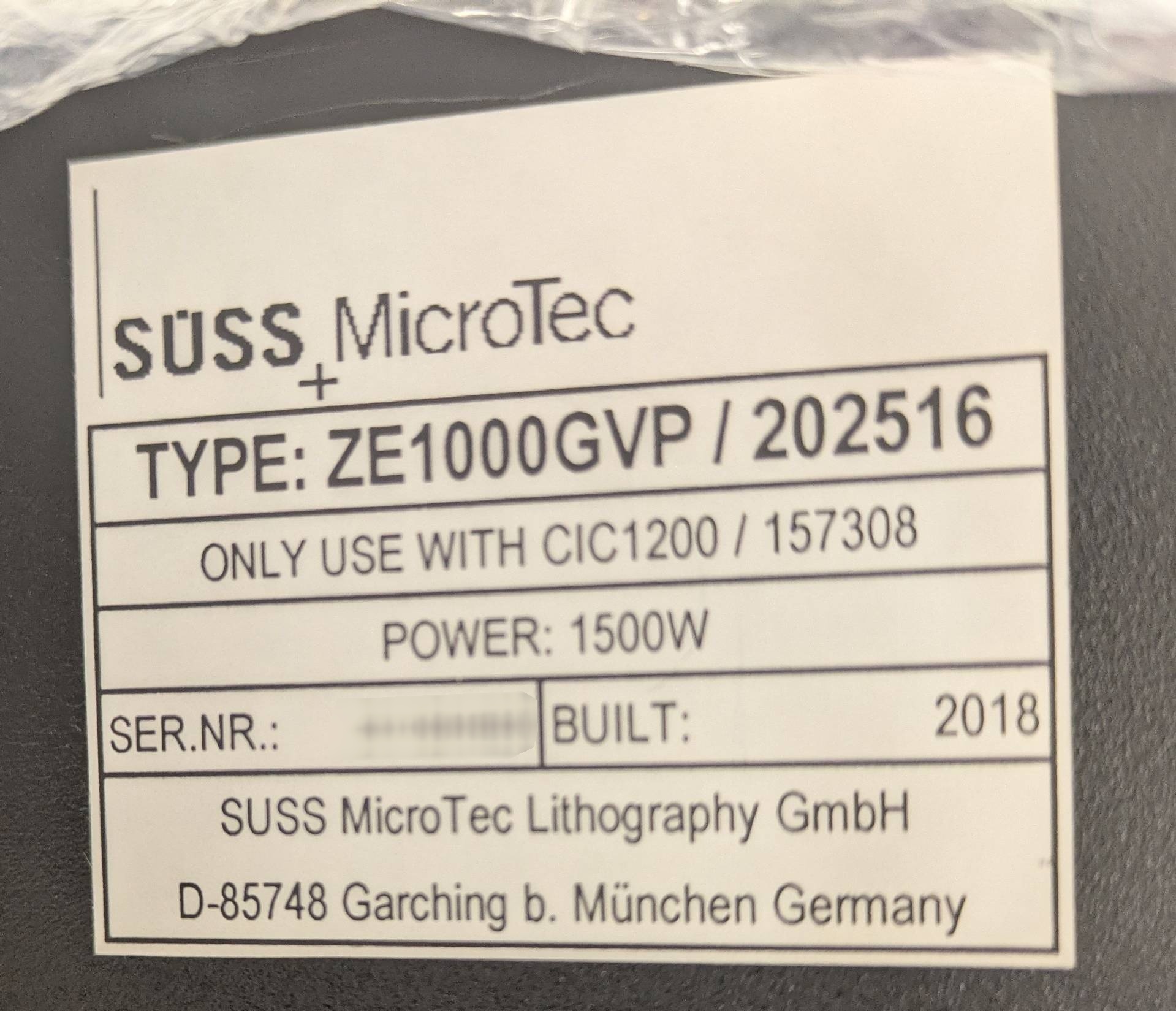 圖為 已使用的 KARL SUSS / MICROTEC ZE1000GVP 待售