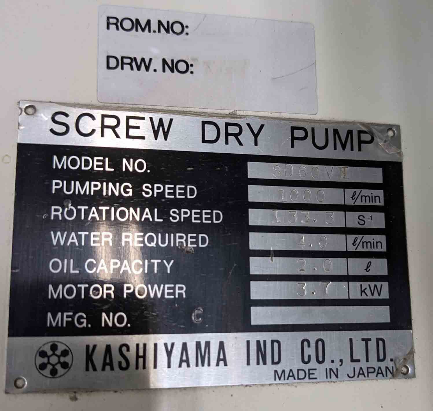 Photo Used KASHIYAMA Lot of pumps For Sale