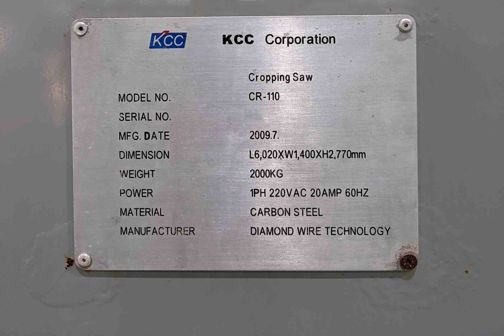 Photo Used KCC CR-110 For Sale
