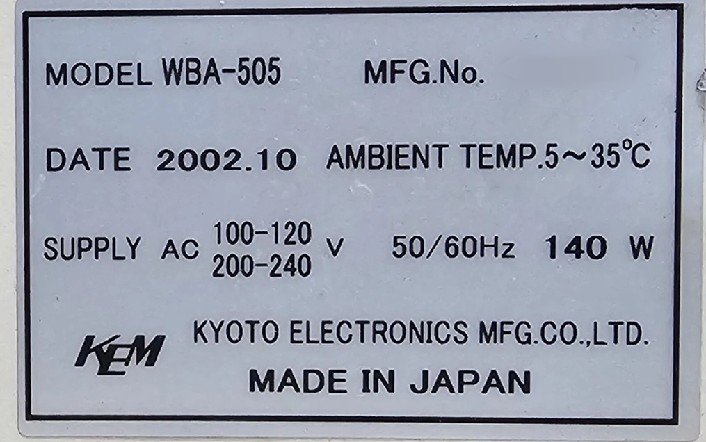 圖為 已使用的 KEM WBA-505 / CHD-501 待售