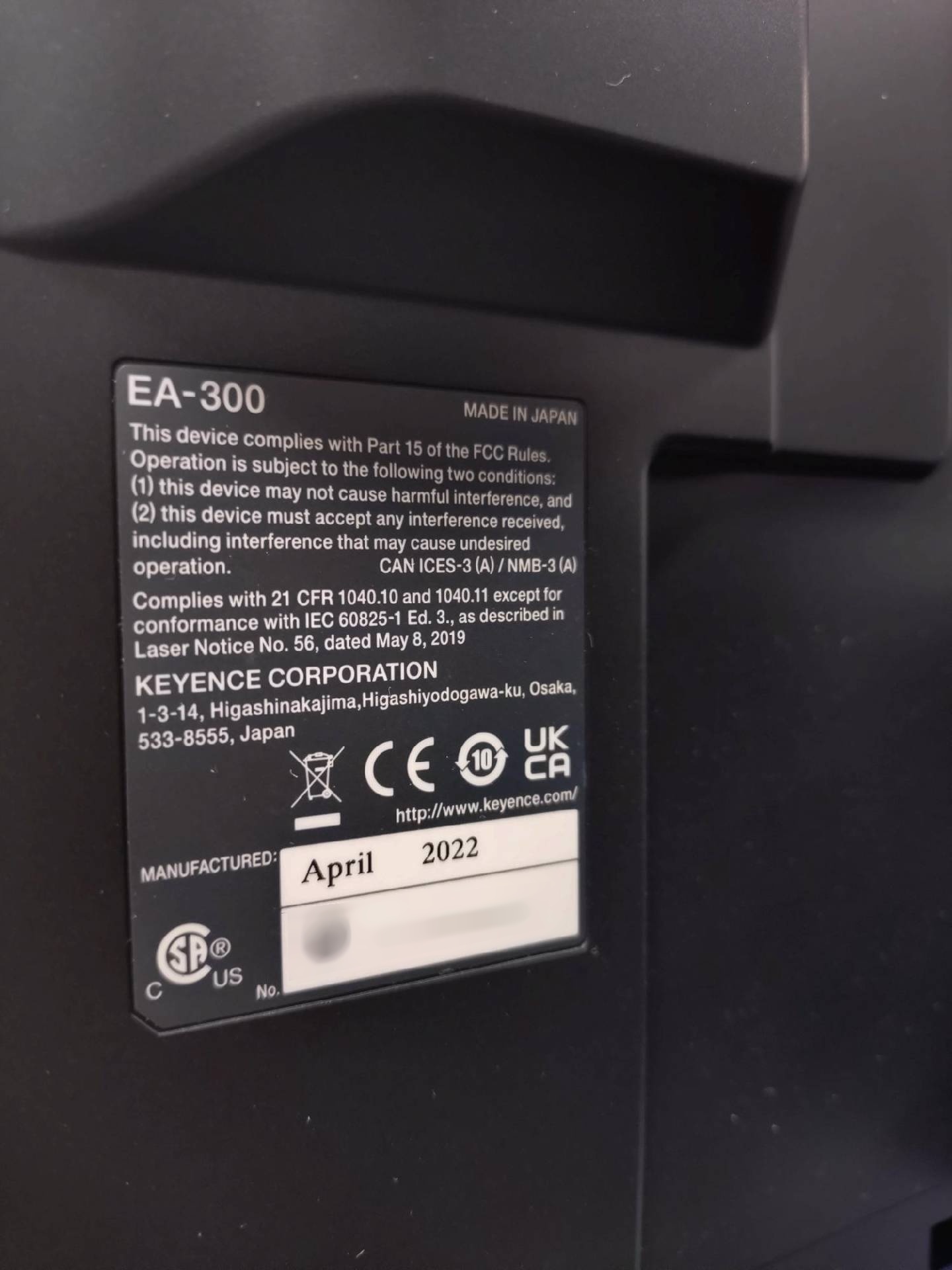 Photo Used KEYENCE EA300 For Sale