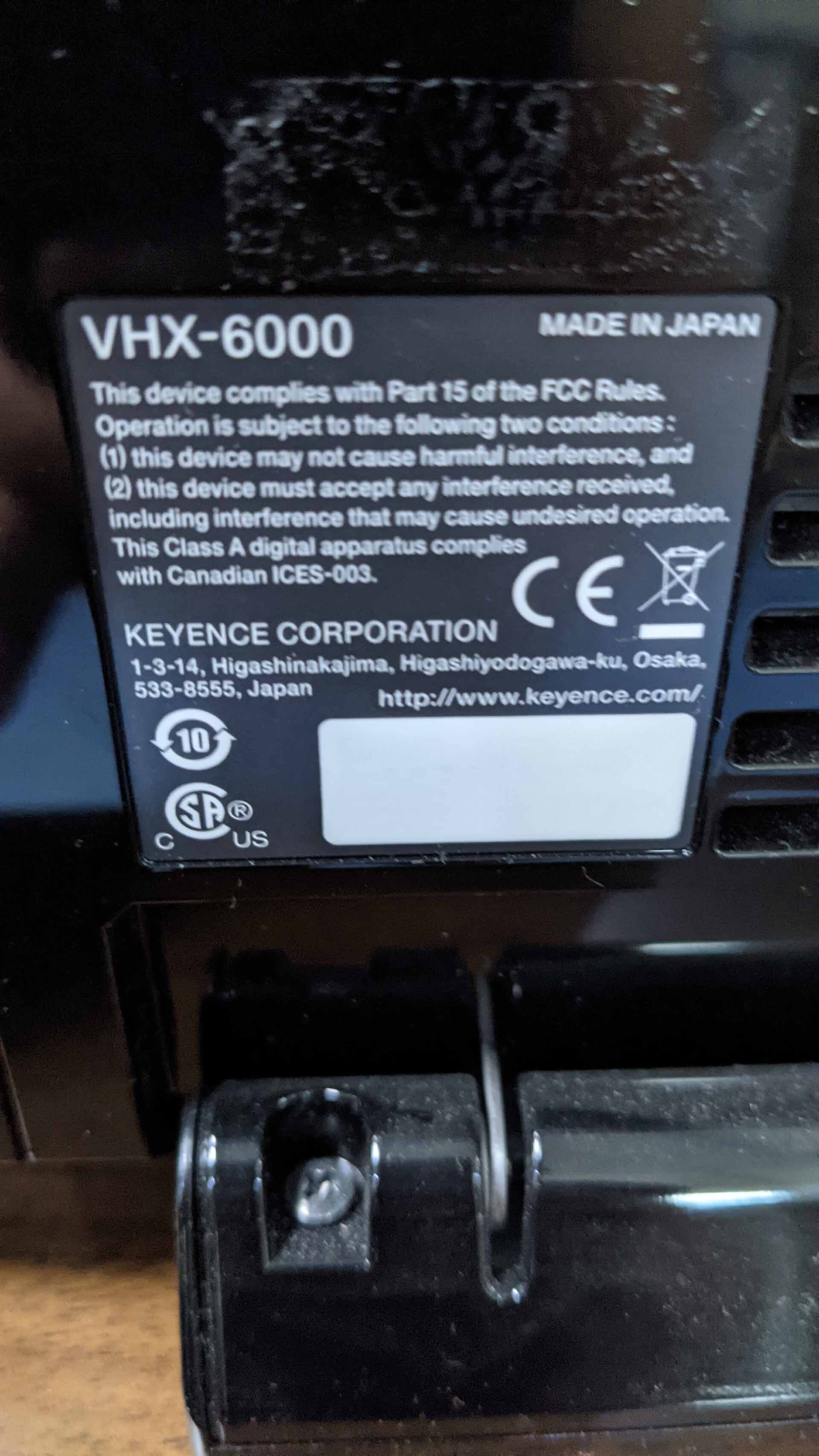 Photo Used KEYENCE VHX-6000 For Sale