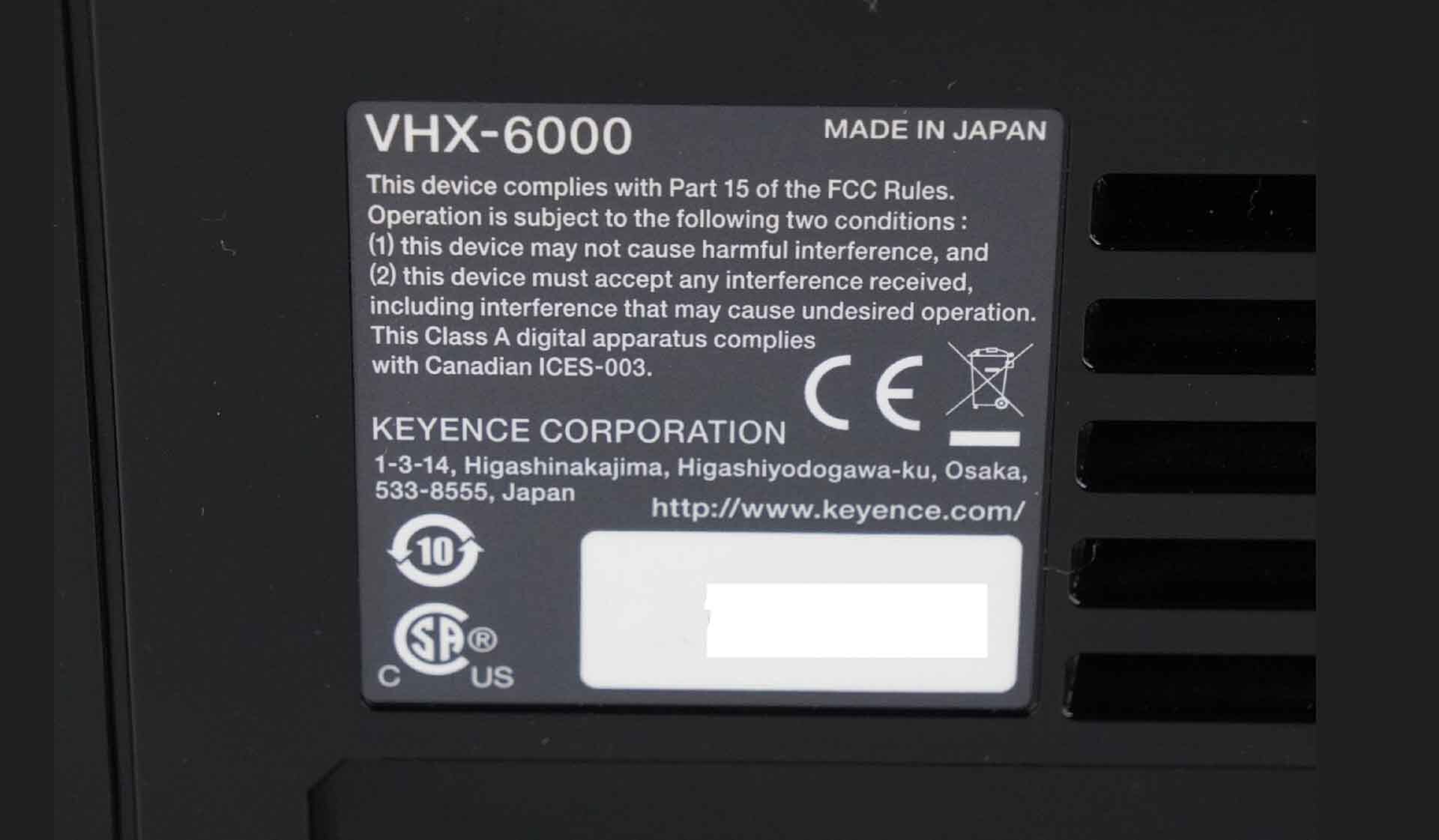 圖為 已使用的 KEYENCE VHX-6000 待售