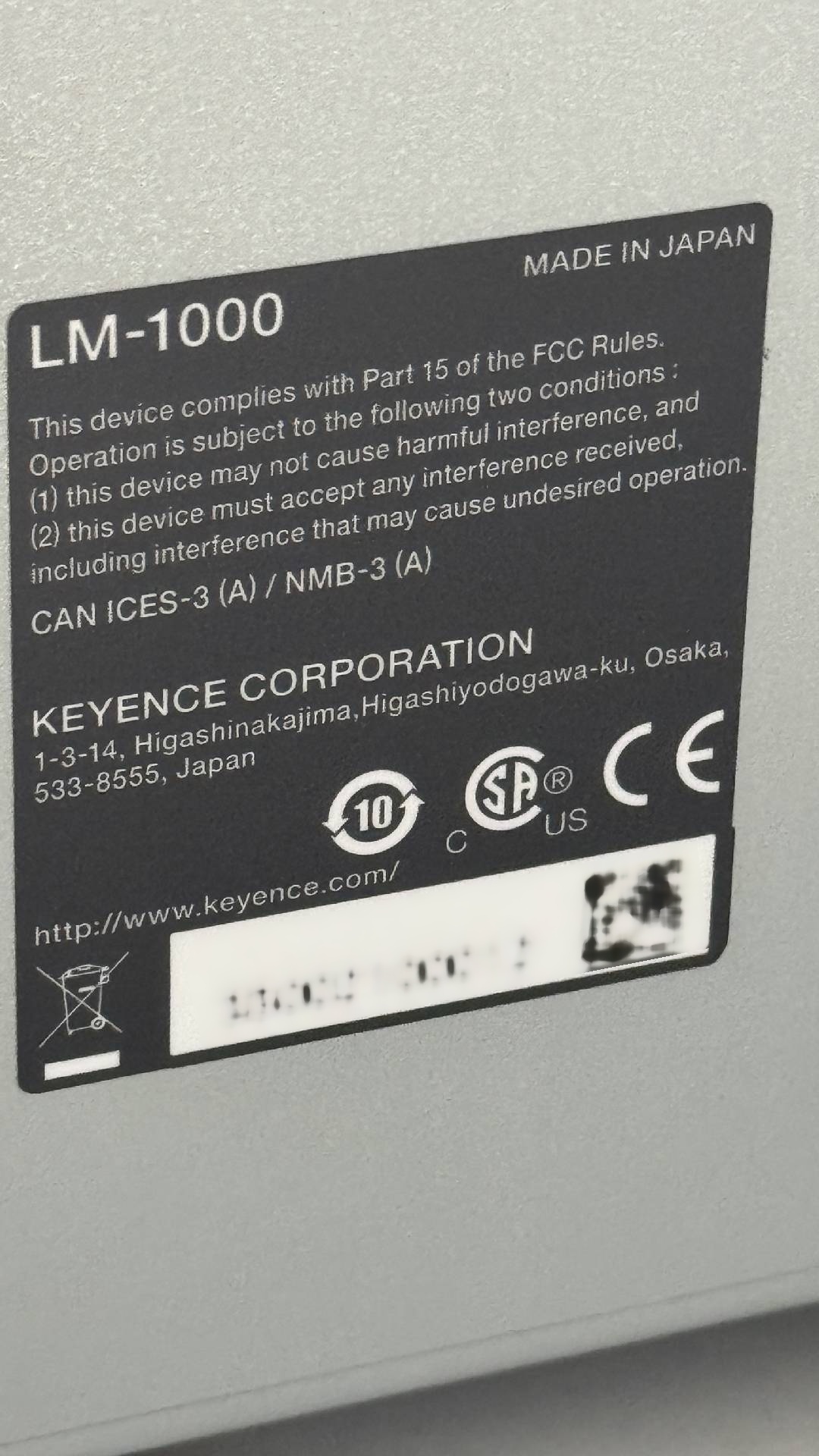 사진 사용됨 KEYENCE LM-1000 판매용