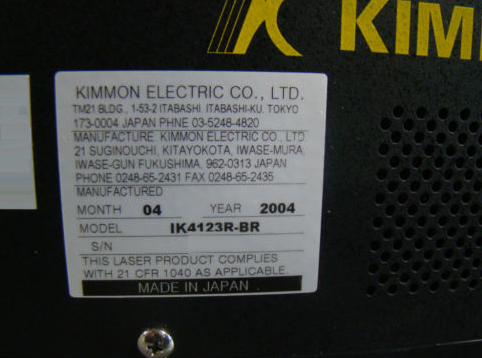 Photo Used KIMMON ELECTRIC IK4123R-BR For Sale