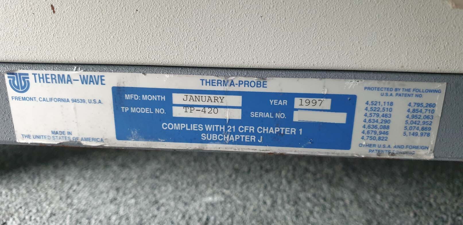 フォト（写真） 使用される KLA / TENCOR / THERMA-WAVE TP 420 販売のために