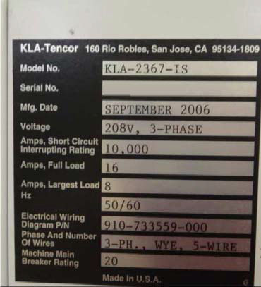 フォト（写真） 使用される KLA / TENCOR 2367 販売のために