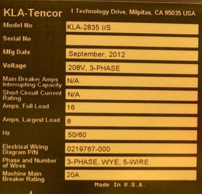 사진 사용됨 KLA / TENCOR 2835 판매용