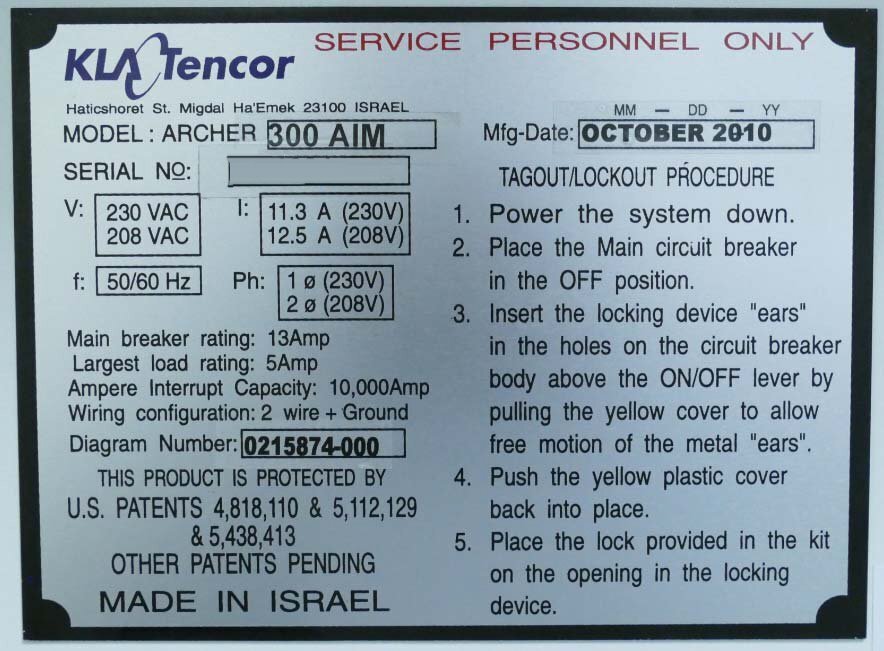 Photo Used KLA / TENCOR Archer 300 For Sale