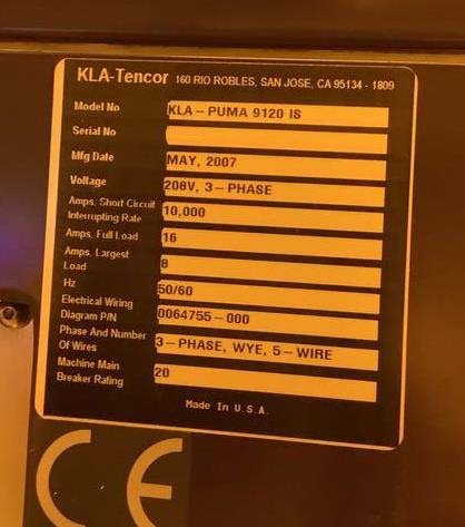 图为 已使用的 KLA / TENCOR Puma 9120 待售