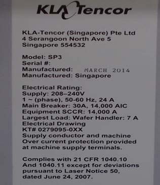 图为 已使用的 KLA / TENCOR Surfscan SP3 待售