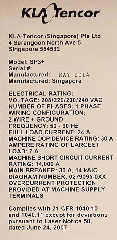 圖為 已使用的 KLA / TENCOR Surfscan SP3+ 待售