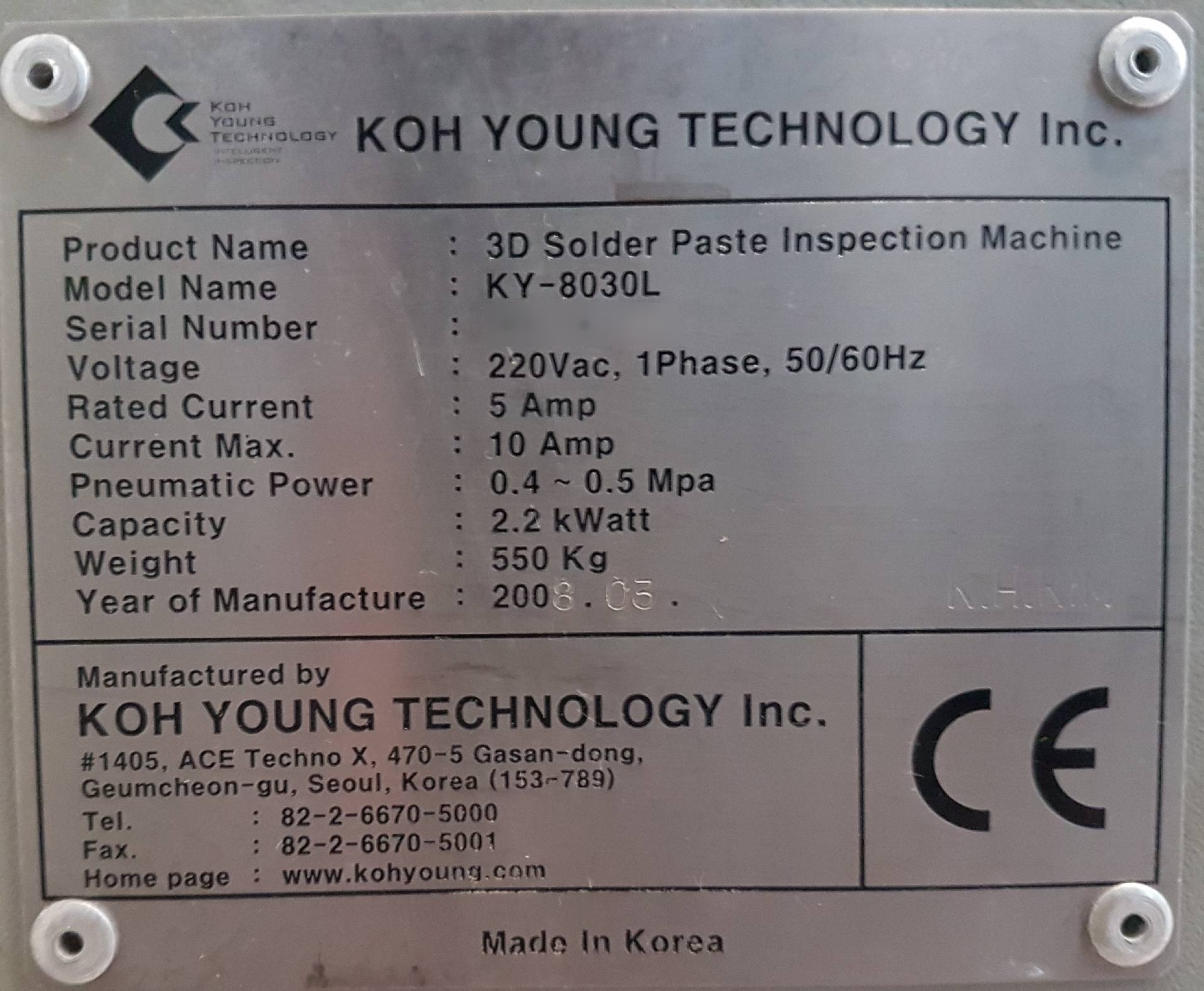 Foto Verwendet KOH YOUNG TECHNOLOGY KY 8030L Zum Verkauf