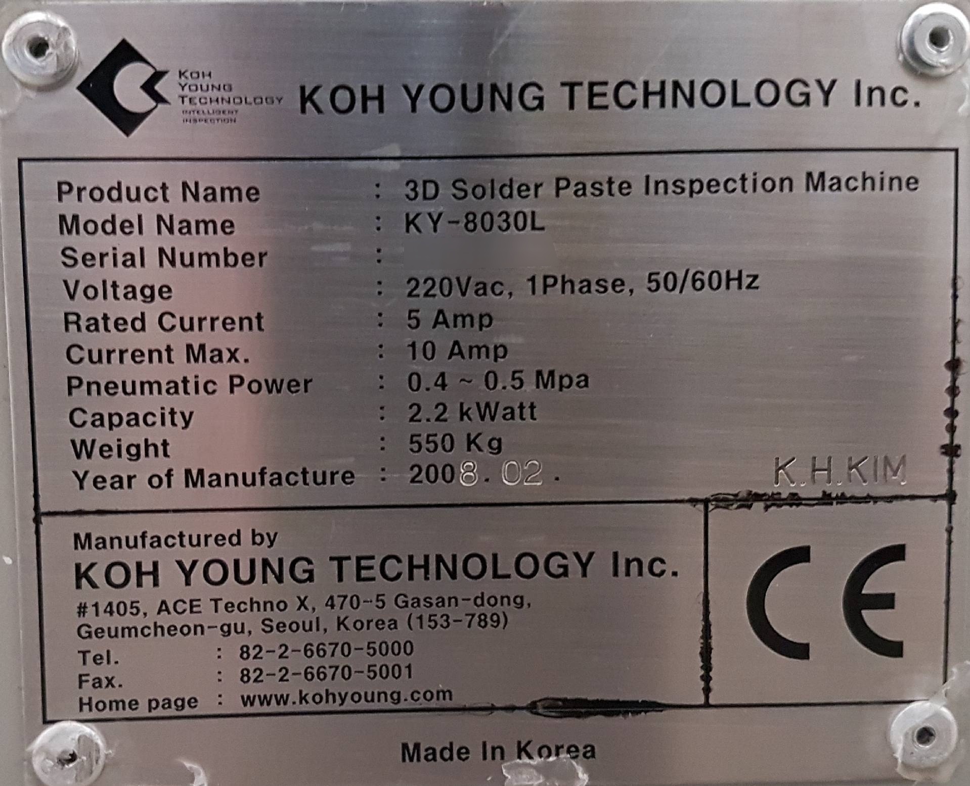Foto Verwendet KOH YOUNG TECHNOLOGY KY 8030L Zum Verkauf