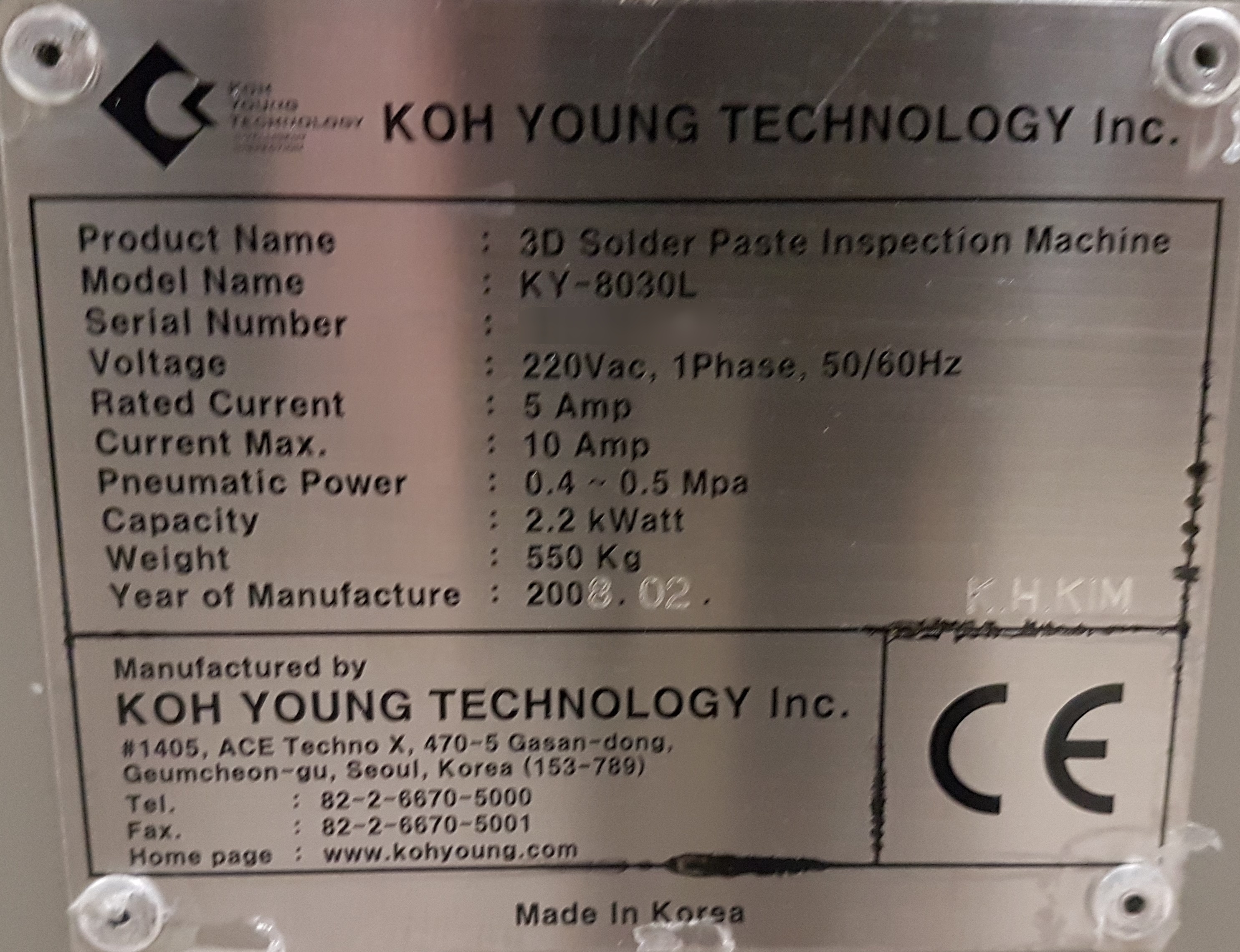 Foto Verwendet KOH YOUNG TECHNOLOGY KY 8030L Zum Verkauf