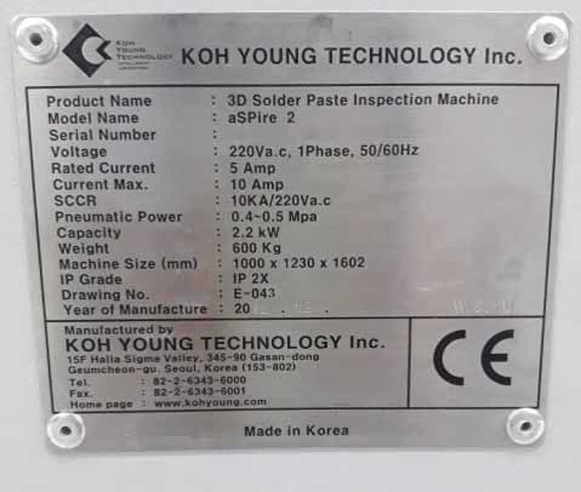 Photo Used KOH-YOUNG aSPIre 2 For Sale