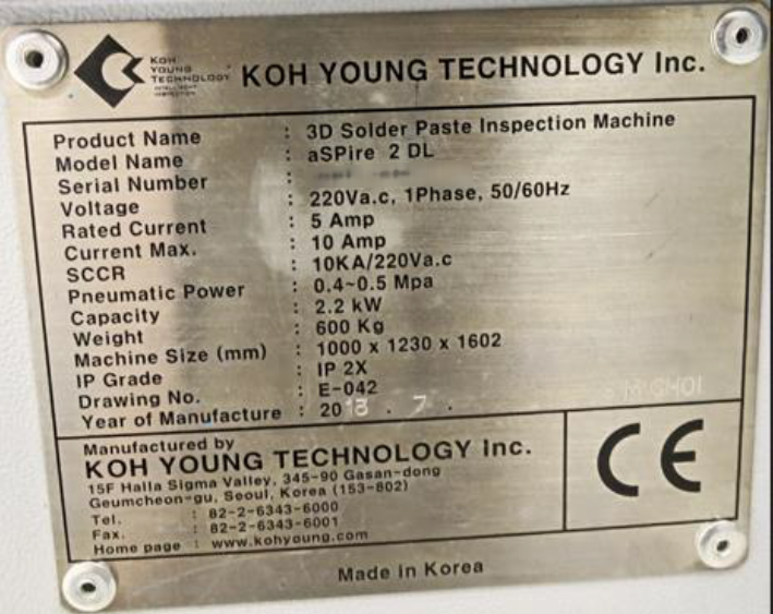 Photo Used KOH-YOUNG Aspire 2DL For Sale