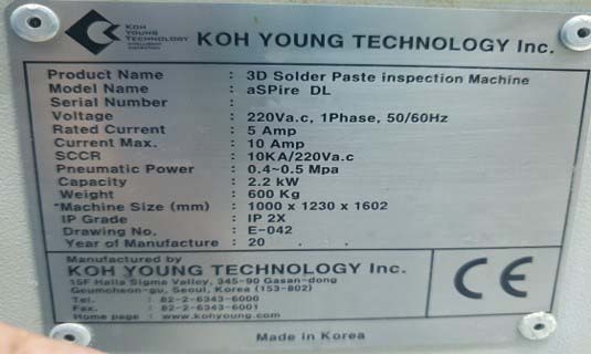 Photo Used KOH-YOUNG aSPire DL For Sale