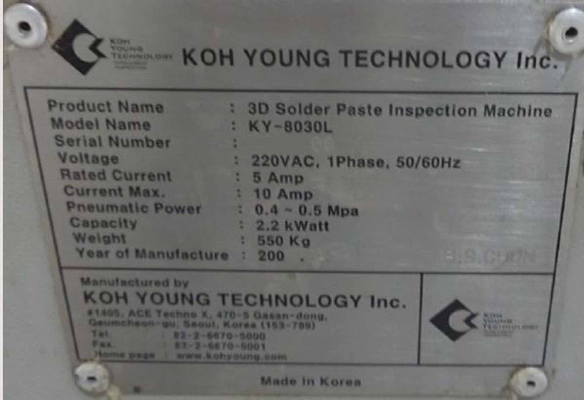 Photo Utilisé KOH-YOUNG KY 8030L À vendre